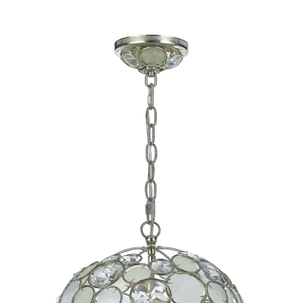 Palla 1 Light Antique Silver Sphere Pendant Crystorama