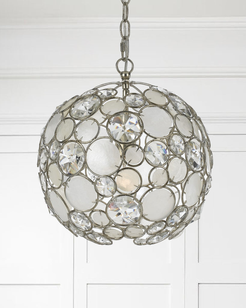 Palla 1 Light Antique Silver Sphere Pendant Crystorama