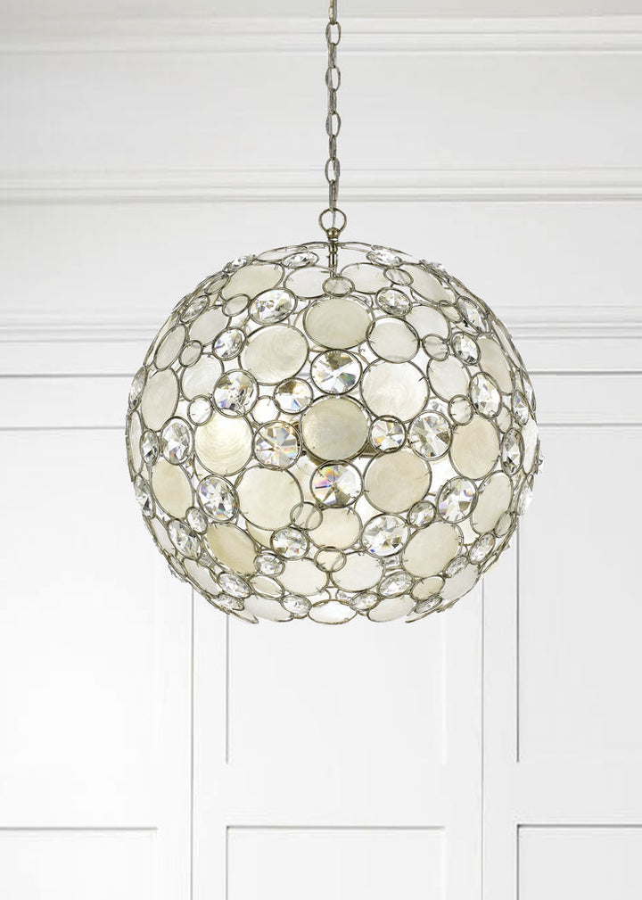 Palla 6 Light Antique Silver Sphere Chandelier Crystorama