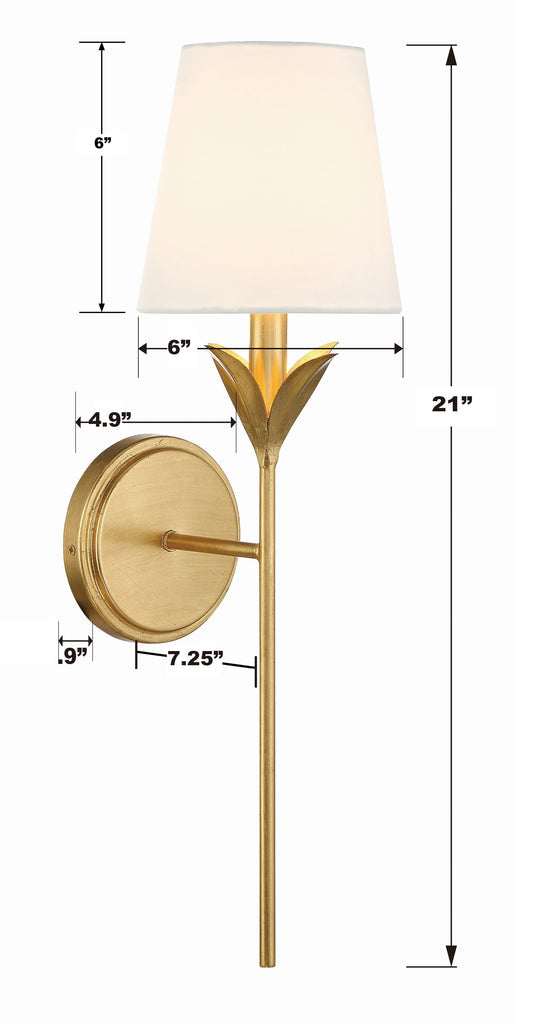 Broche 1 Light Antique Gold Sconce Crystorama