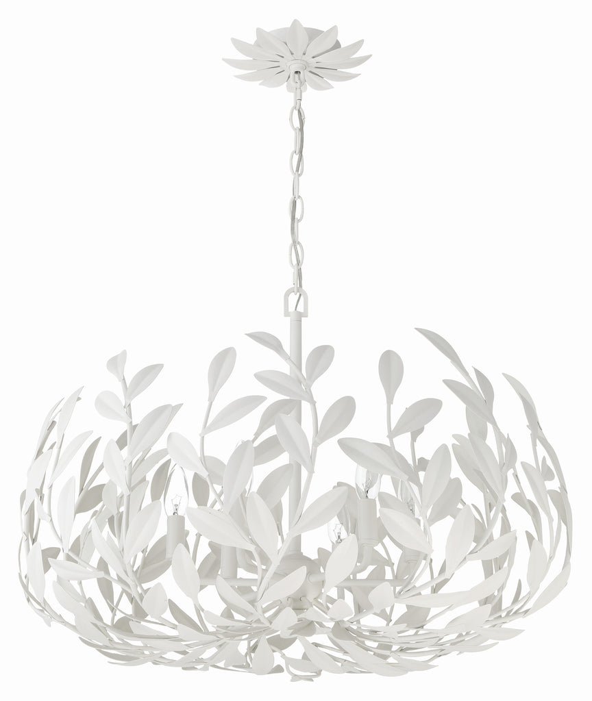 Broche 6 Light Matte White Chandelier Crystorama