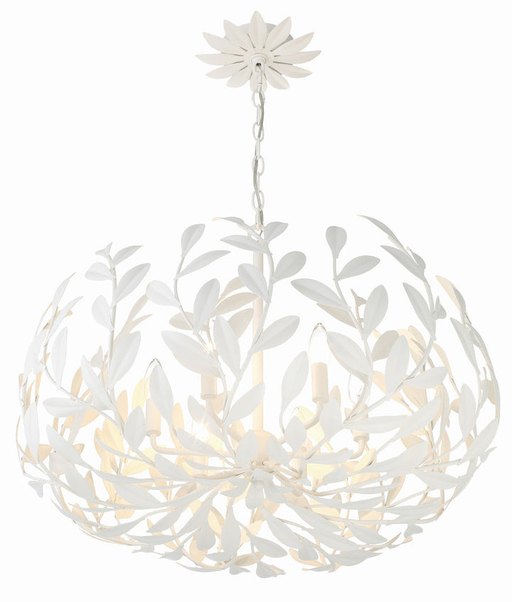 Broche 6 Light Matte White Chandelier Crystorama