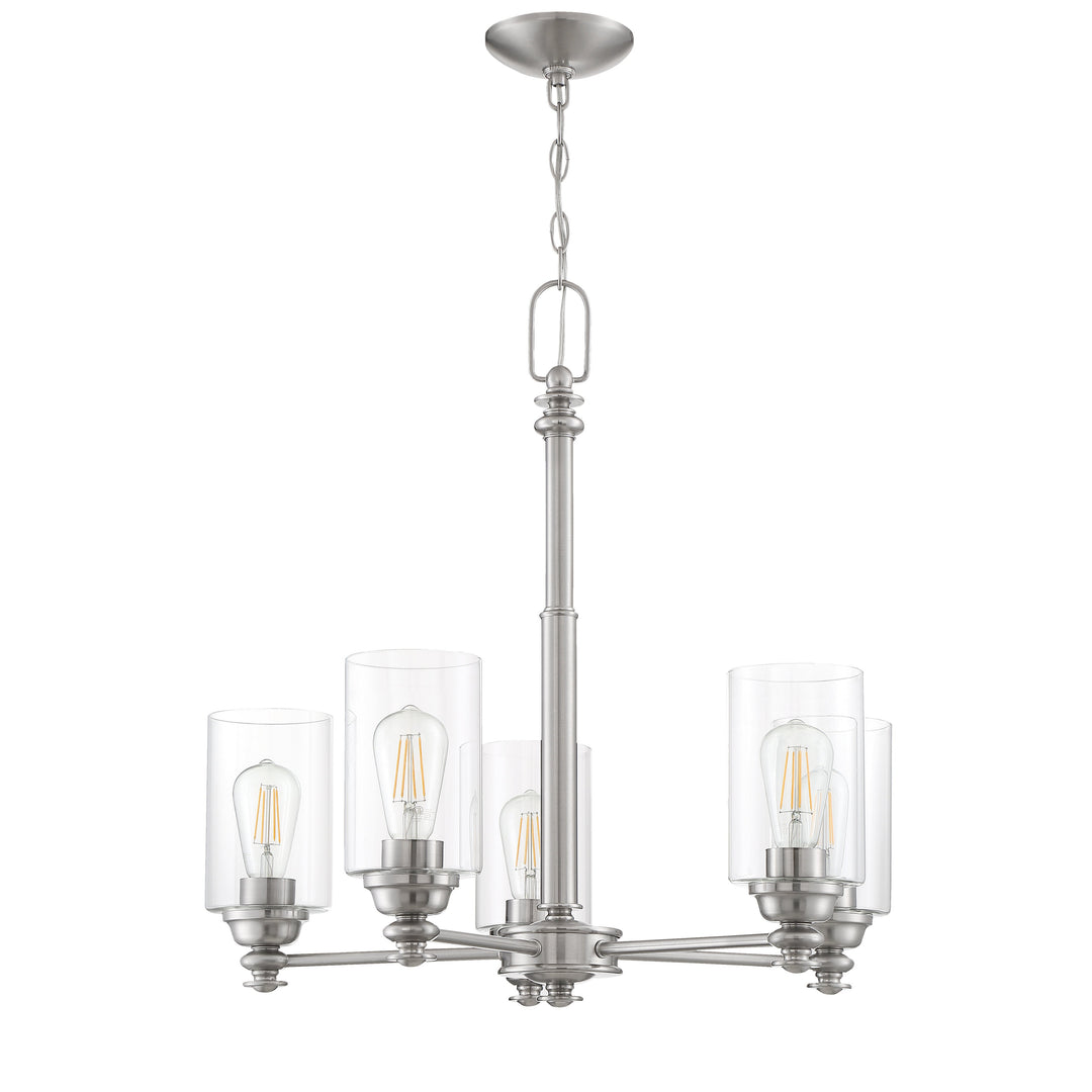 CRAFTMADE Dardyn 5 Light Chandelier in Brushed Polished Nickel (Clear Glass)