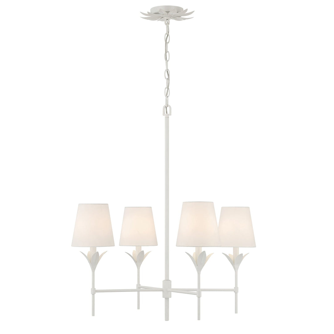 Broche 4 Light Matte White Chandelier Crystorama