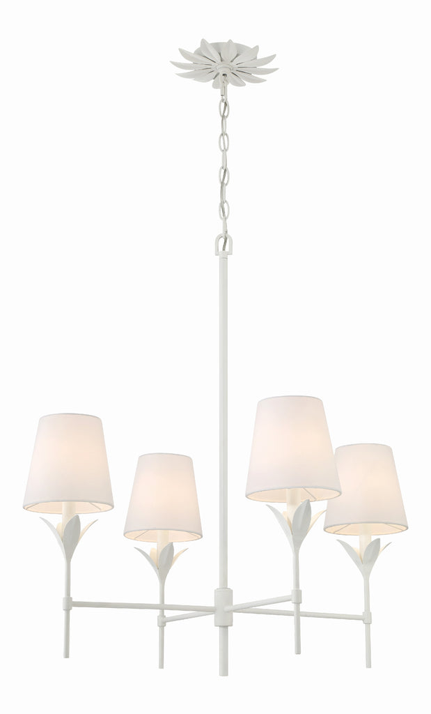 Broche 4 Light Matte White Chandelier Crystorama