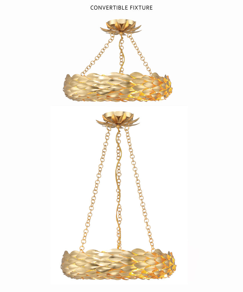 Broche 6 Light Antique Gold Chandelier Crystorama