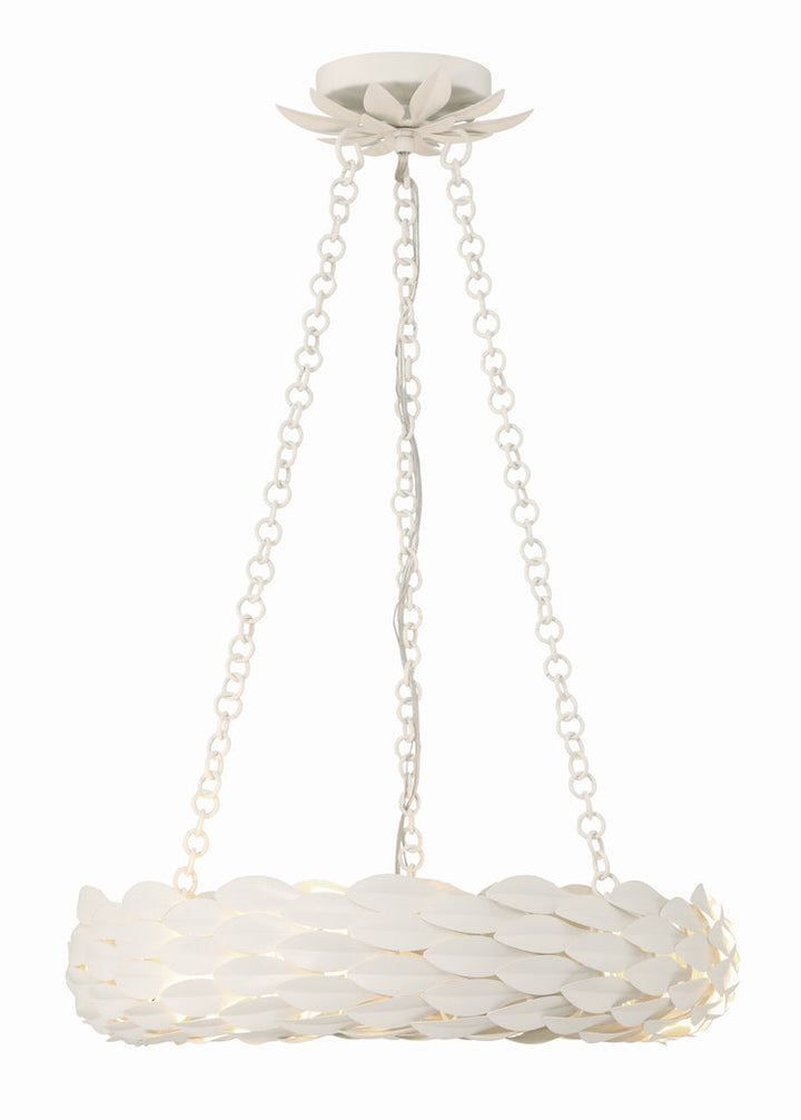 Broche 6 Light Matte White Chandelier Crystorama