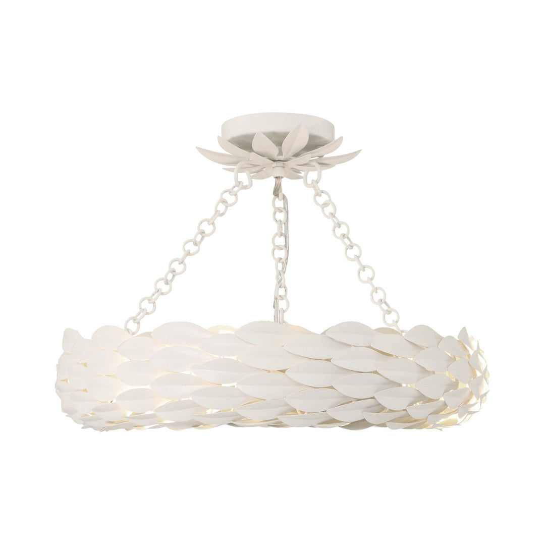 Crystorama Crystorama Broche 6 Light Matte White Semi Flush Mount