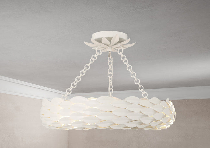 Crystorama Crystorama Broche 6 Light Matte White Semi Flush Mount