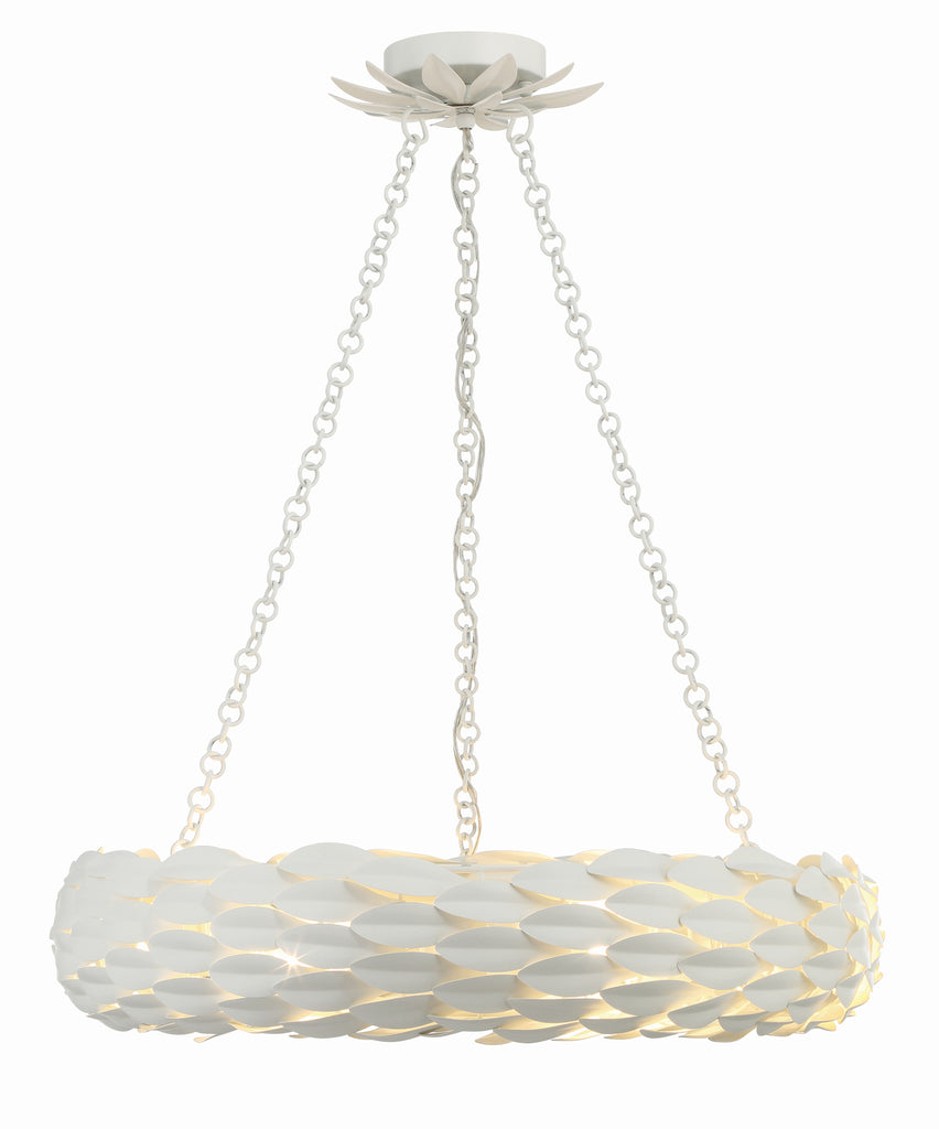 Broche 6 Light Matte White Chandelier Crystorama