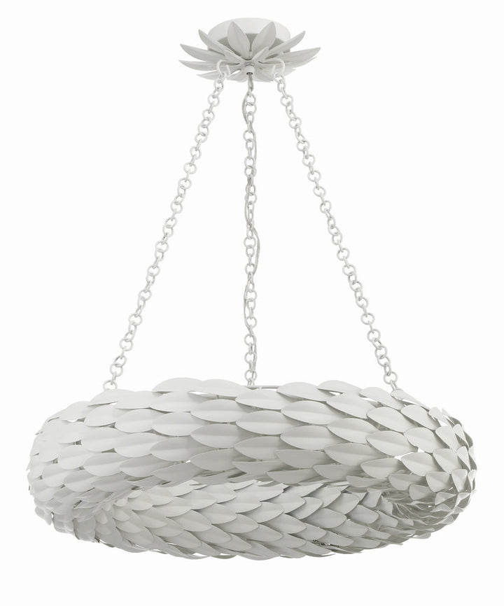 Broche 6 Light Matte White Chandelier Crystorama