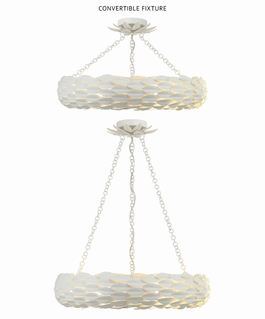 Broche 6 Light Matte White Chandelier Crystorama