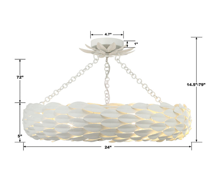 Crystorama Crystorama Broche 6 Light Matte White Semi Flush Mount