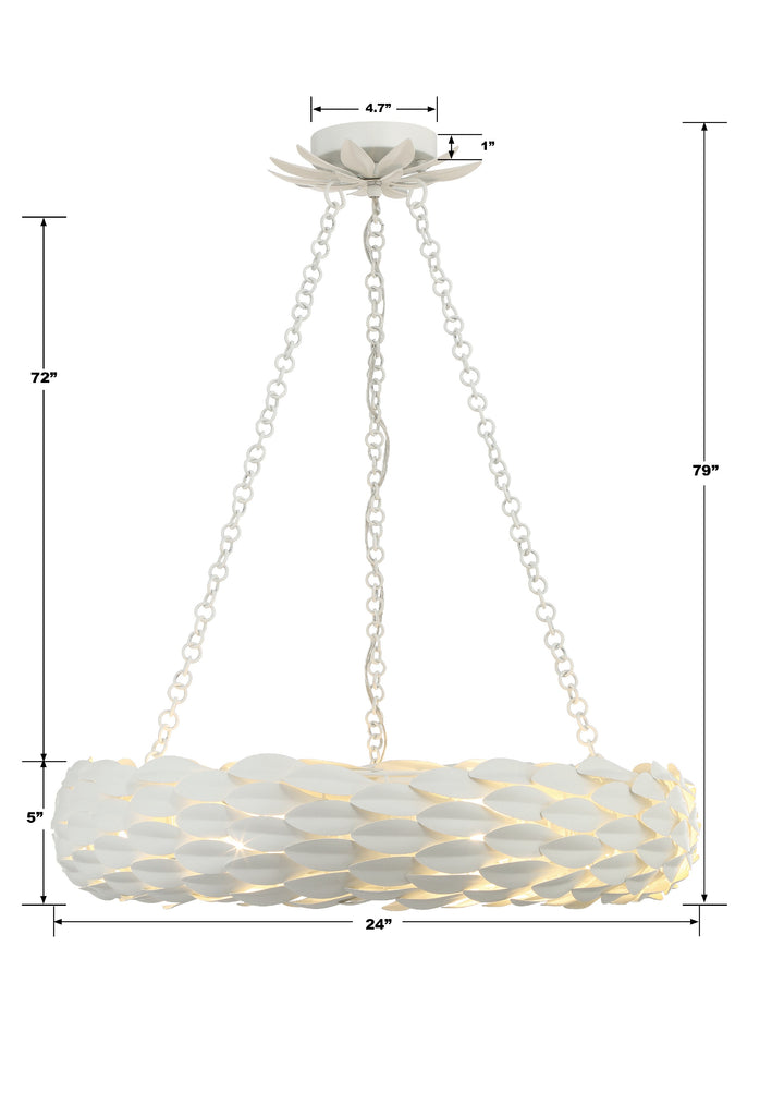 Broche 6 Light Matte White Chandelier Crystorama