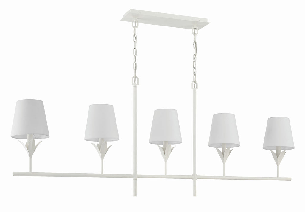 Broche 5 Light Matte White Chandelier Crystorama