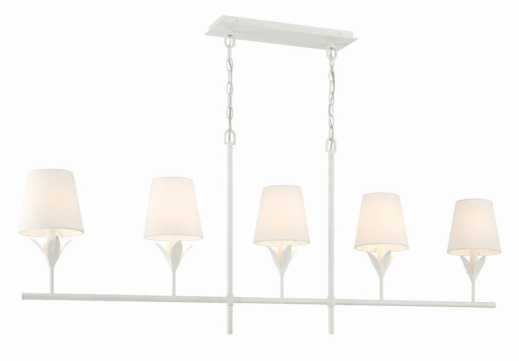 Broche 5 Light Matte White Chandelier Crystorama