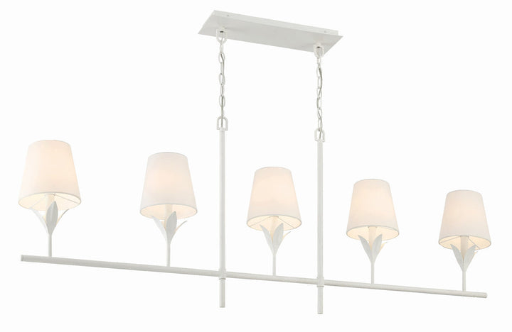 Broche 5 Light Matte White Chandelier Crystorama