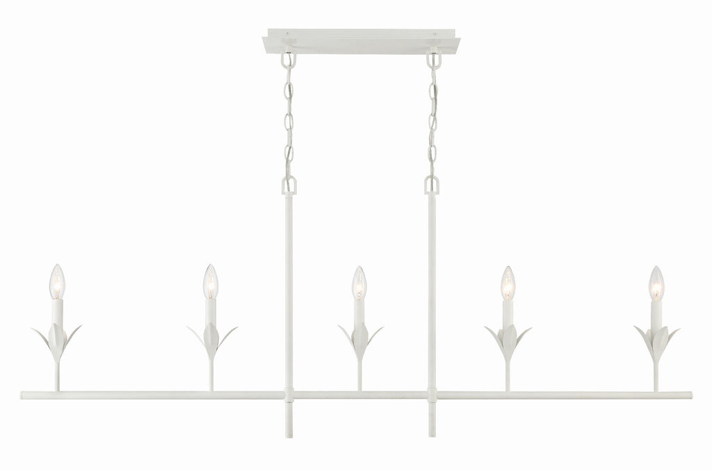 Broche 5 Light Matte White Chandelier Crystorama