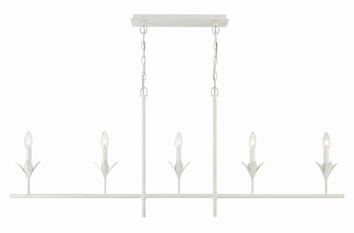 Broche 5 Light Matte White Chandelier Crystorama