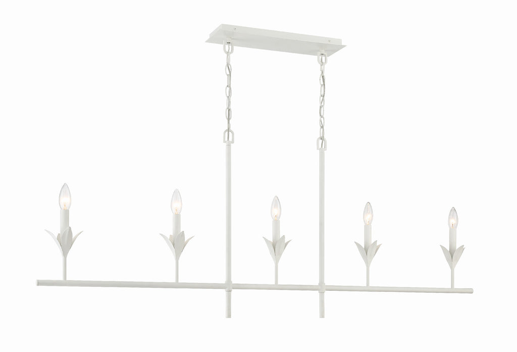 Broche 5 Light Matte White Chandelier Crystorama