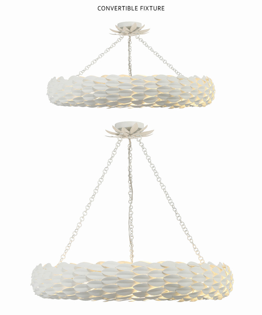 Broche 8 Light Matte White Chandelier Crystorama