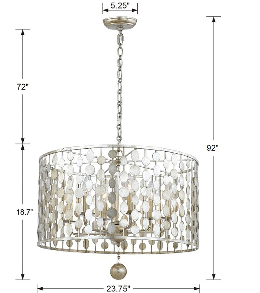 Layla 6 Light Antique Silver Chandelier Crystorama