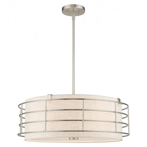 5 Light Brushed Nickel Pendant Chandelier Livex