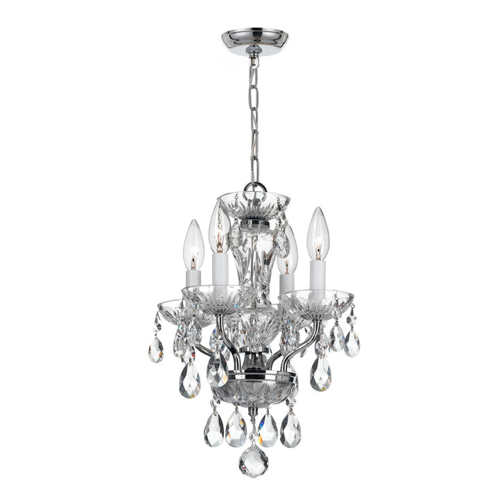 Traditional Crystal 4 Light Clear Italian Crystal Polished Chrome Mini Chandelier Crystorama