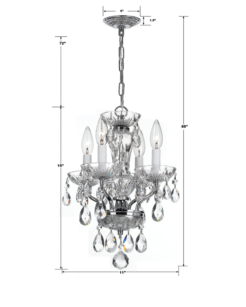 Traditional Crystal 4 Light Hand Cut Crystal Polished Chrome Mini Chandelier Crystorama