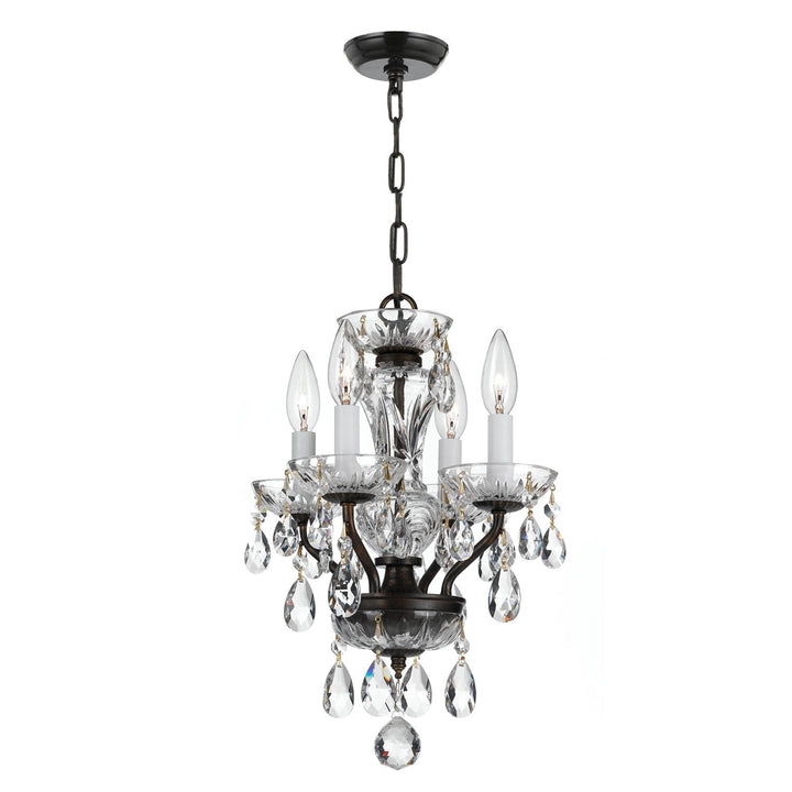 Traditional Crystal 4 Light Clear Italian Crystal English Bronze Mini Chandelier Crystorama