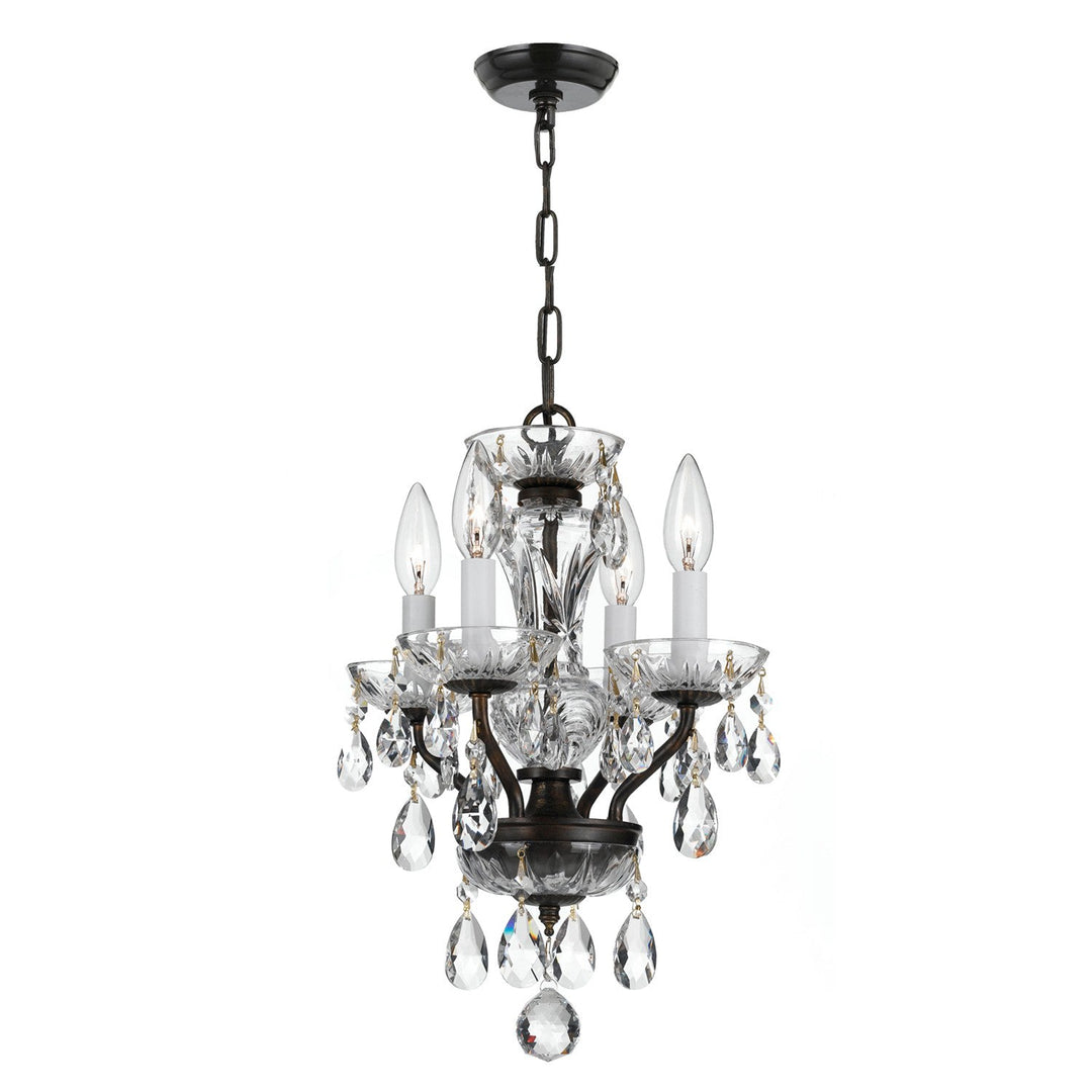 Traditional Crystal 4 Light Swarovski Strass Crystal English Bronze Mini Chandelier Crystorama