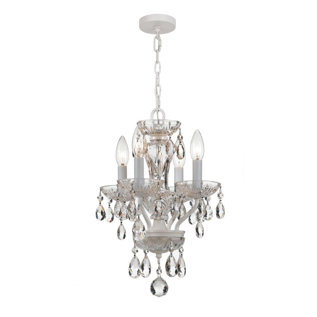 Traditional Crystal 4 Light Clear Italian Crystal Wet White Mini Chandelier Crystorama