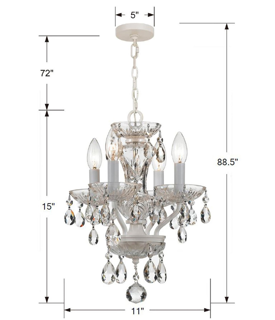 Traditional Crystal 4 Light Spectra Crystal Wet White Mini Chandelier Crystorama