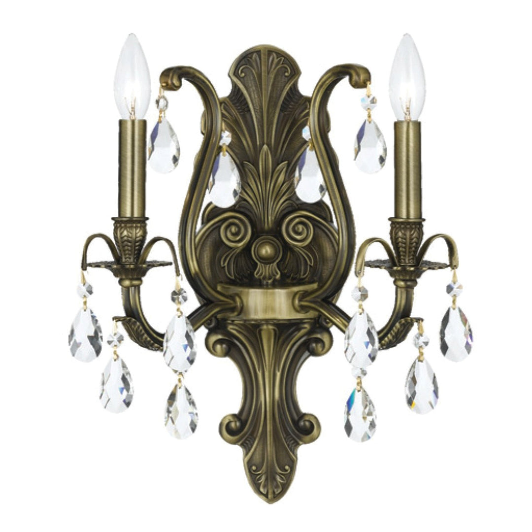 Dawson 2 Light Spectra Crystal Antique Brass Sconce Crystorama