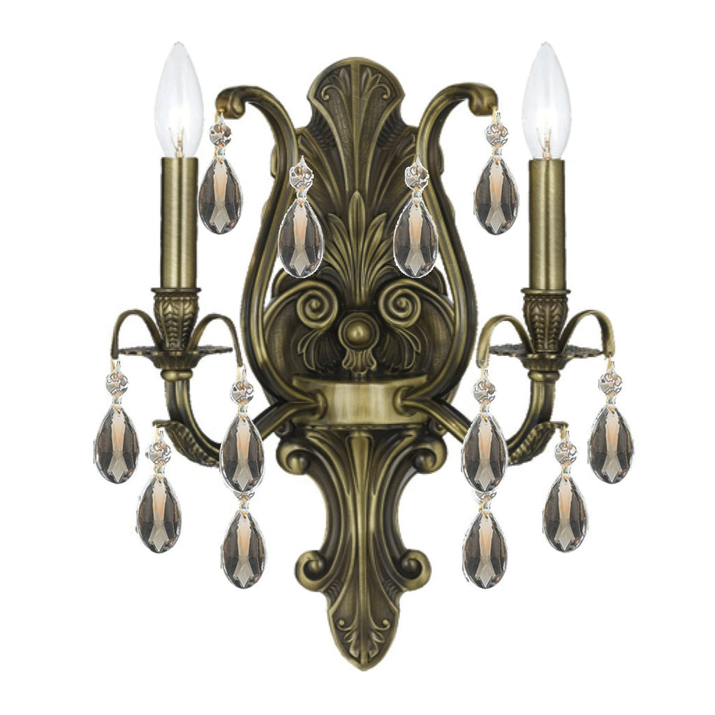 Dawson 2 Light Spectra Crystal Antique Brass Sconce Crystorama