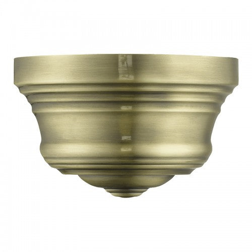 1 Light Antique Brass Bell ADA Sconce with Shiny White Finish Inside Livex