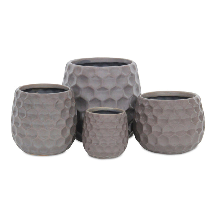 CHEUNGS Farrier Hexagon Pattern Gray Ceramic Pot - Medium