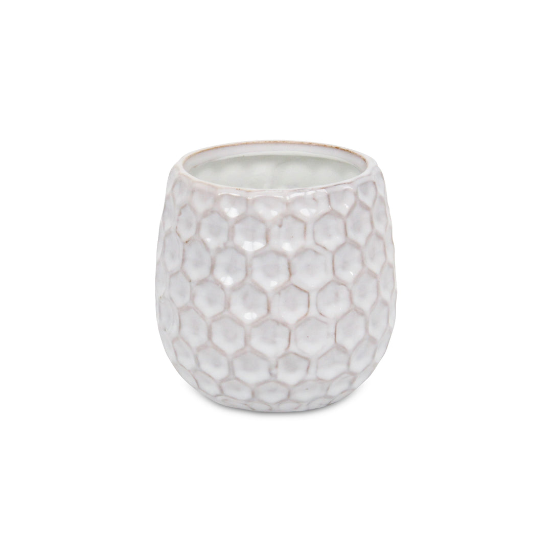 CHEUNGS Farrier Hexagon Pattern White Ceramic Pot - Medium