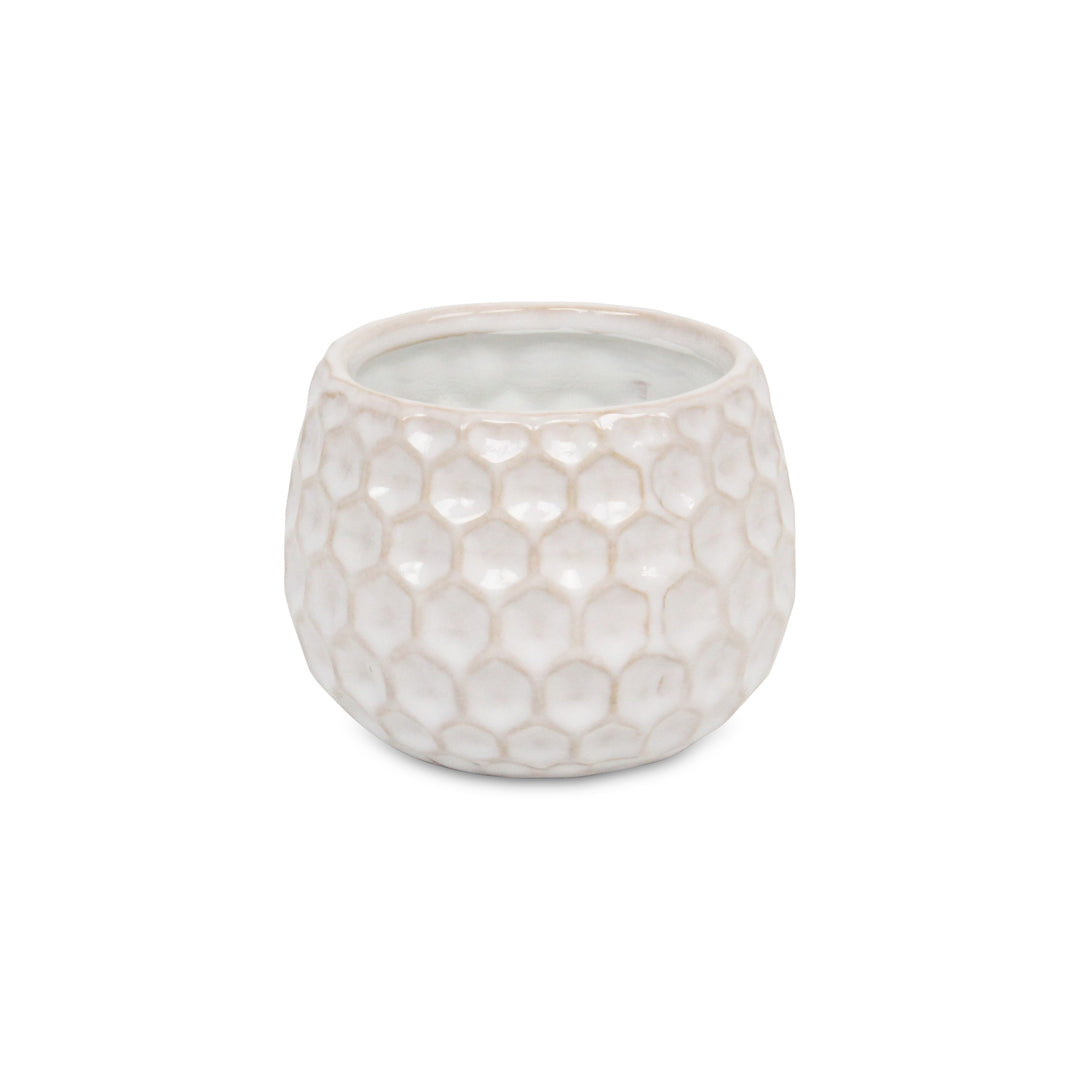 CHEUNGS Farrier Hexagon Pattern White Ceramic Pot - Wide