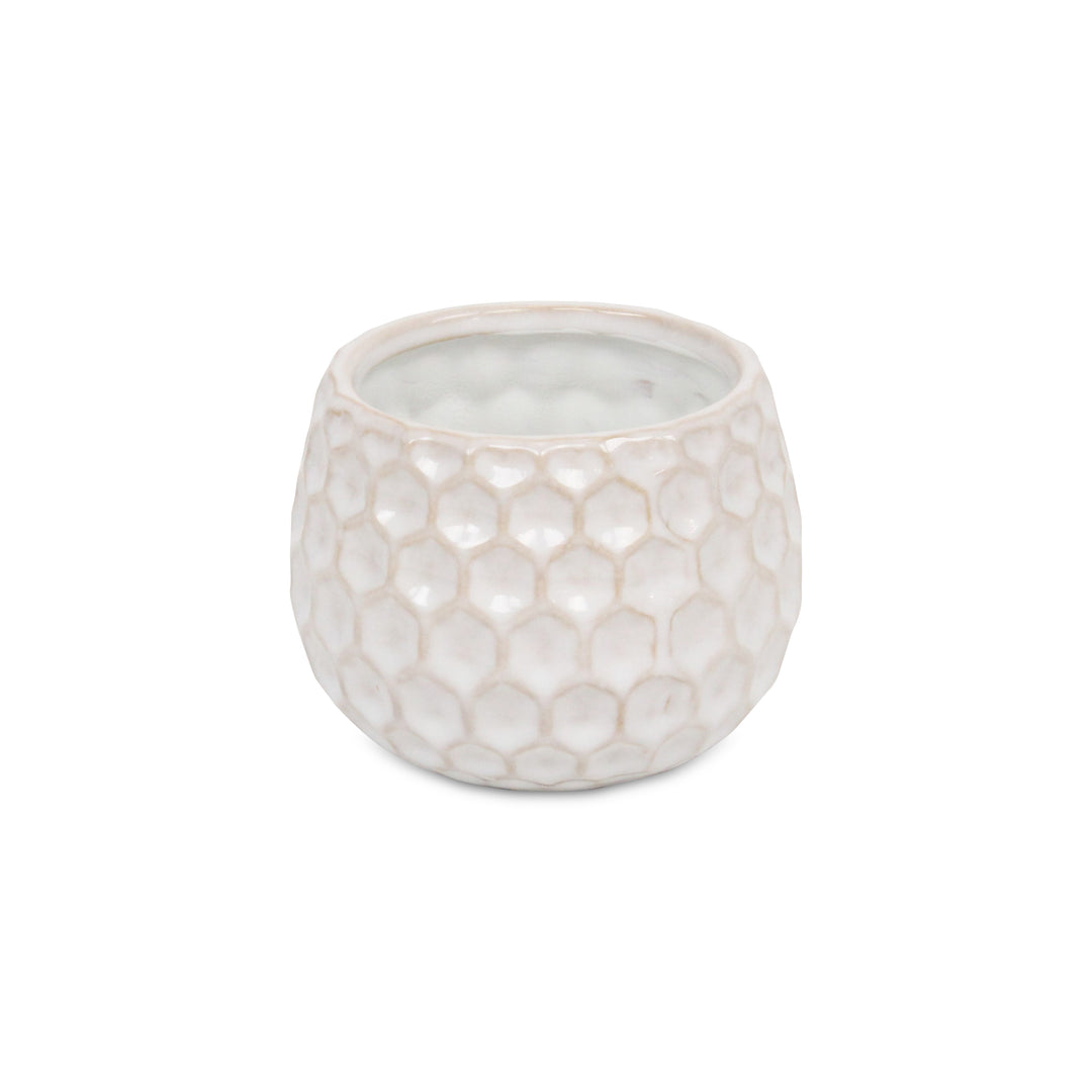 CHEUNGS Farrier Hexagon Pattern White Ceramic Pot - Wide