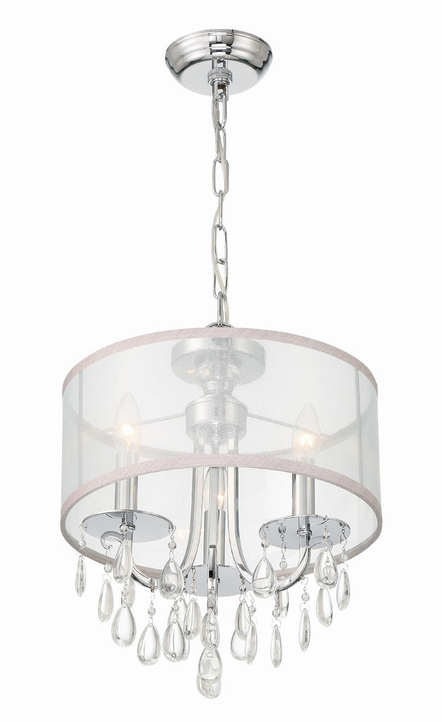 Hampton 3 Light Polished Chrome Clear Crystal Drum Shade Mini Chandelier Crystorama