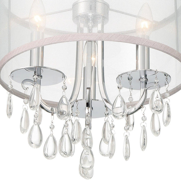 Hampton 3 Light Polished Chrome Clear Crystal Drum Shade Mini Chandelier Crystorama