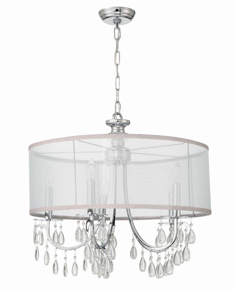 Hampton 5 Light Drum Shade Polished Chrome Chandelier Crystorama