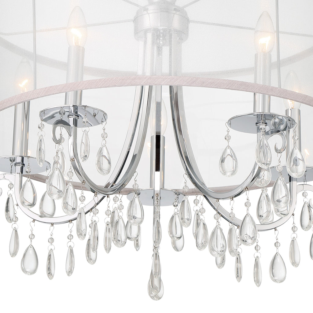 Hampton 5 Light Drum Shade Polished Chrome Chandelier Crystorama