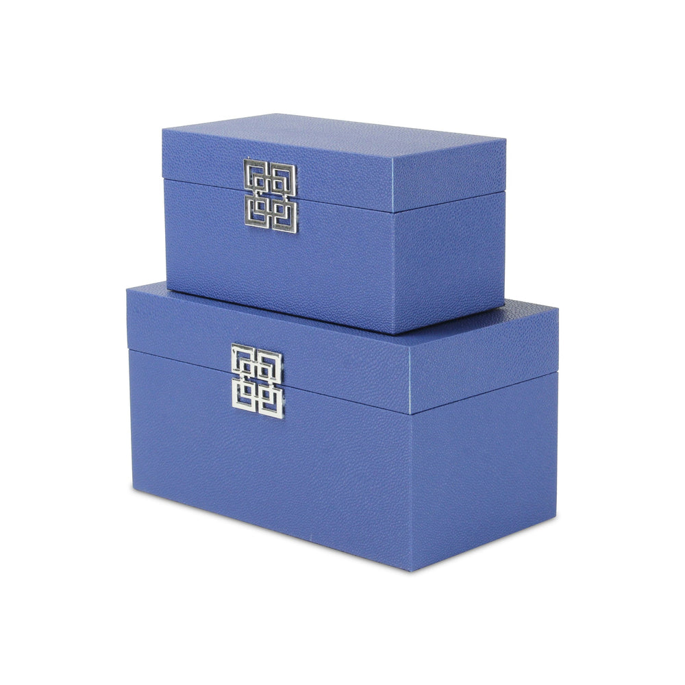 CHEUNGS Galena Set of 2 Double Happiness Shagreen Boxes - Navy Blue