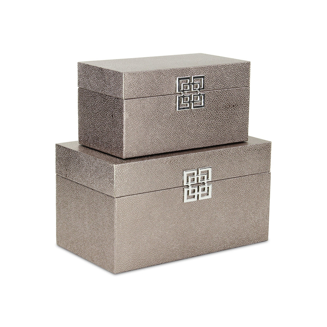 CHEUNGS Galena Set of 2 Double Happiness Shagreen Boxes - Rose Gold