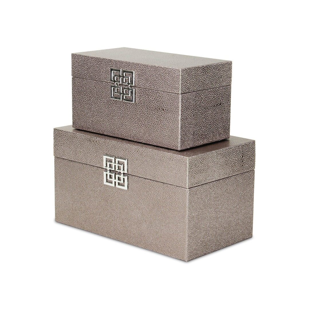 CHEUNGS Galena Set of 2 Double Happiness Shagreen Boxes - Rose Gold