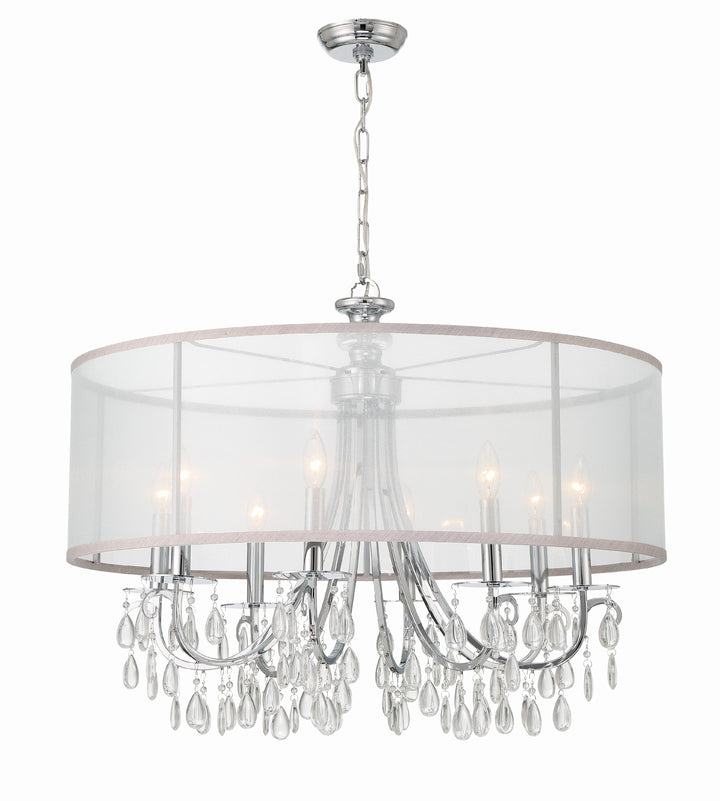 Hampton 8 Light Drum Shade Polished Chrome Chandelier Crystorama