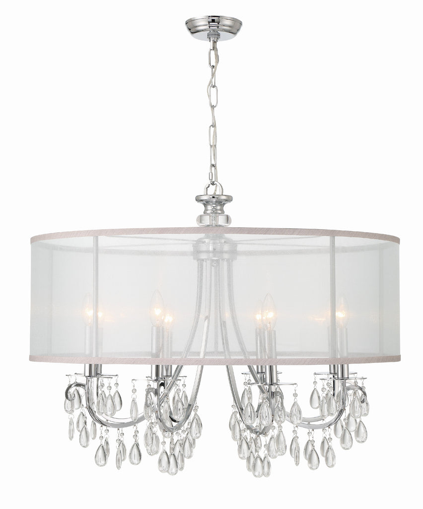 Hampton 8 Light Drum Shade Polished Chrome Chandelier Crystorama