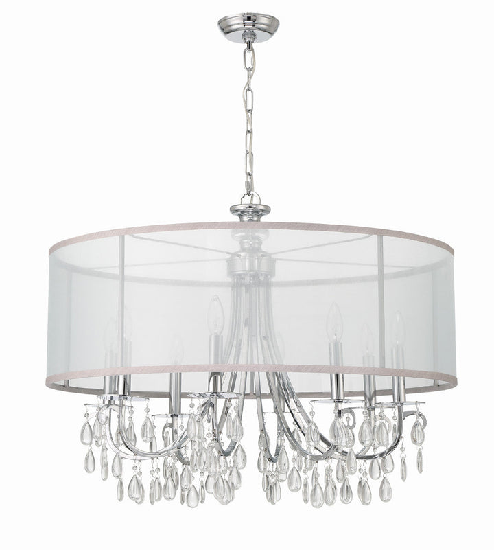 Hampton 8 Light Drum Shade Polished Chrome Chandelier Crystorama